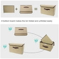 thumbnail image 4 of PiccoCasa Linen Foldable Storage Bins with Lid and Faux Leather Handles, Khaki Small, 4 of 6