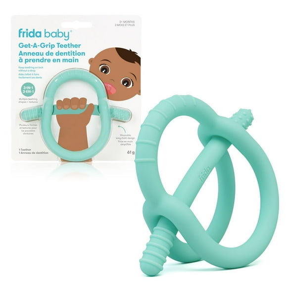 Frida Baby - Anneau de dentition pour bébé Get-A-Grip pour soulager les poussées dentaires, panier de Pâques pour enfants, jouets de dentition 100 % silicone de qualité alimentaire pour bébés de 0 à 6