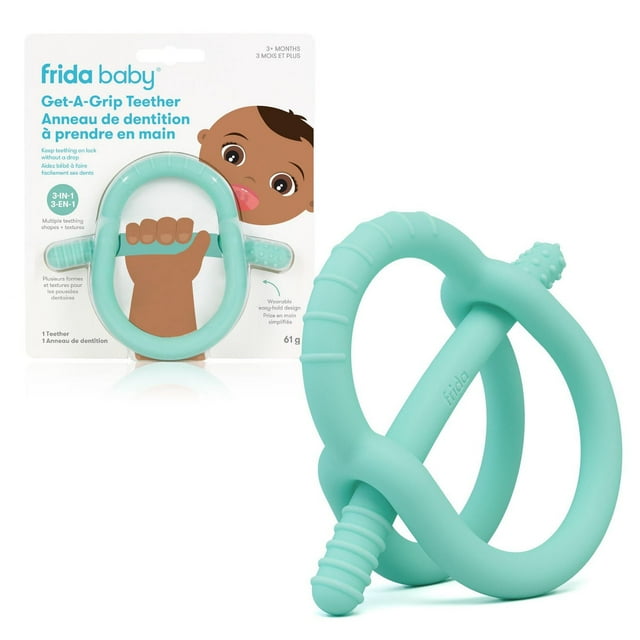 Frida Baby - Get-A-Grip BabyTeether for Teething Relief, Easter Basket Stuffer for Kids, 100% Food-Grade Silicone Teething Toys for Baby 0-6, 12, 18 Months Infant, BPA-Free, PVC-Free, Teal