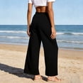 thumbnail image 6 of Wide Leg Sweatpants for Women Fashion Solid Color Elastic High-waist Casual Pocket Straight Leg Pants Summer Beach Vacation Clothes, 6 of 7