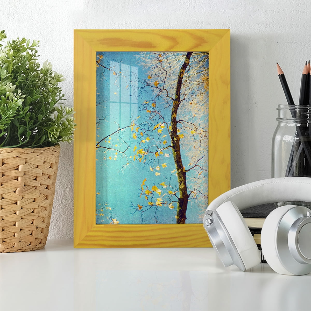 Autumn Tapestry III -Framed Print w/glass-Sunflower Yellow