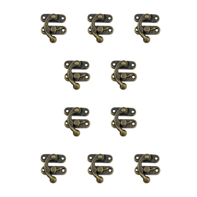 Scienceny Candado cerrojo Vintage gancho decorativo cerradura protectora oculta joyería caja de muebles Hardware accesorios regalos Gancho izquierdo de bronce 10piezas