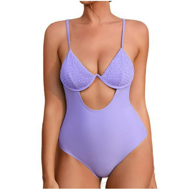 Traje de baño de pieza libre OAVQHLG3B Store cuello en V y hueco color sólido