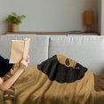 thumbnail image 3 of 1970s Soft Flannel Fleece Throw Blanket, Woman with Afro Hairstyle and Hippies are Back Words Earth Tones, Cozy Plush for Indoor and Outdoor Use, 50" x 70", Pale Coffee Black, by Ambesonne, 3 of 5