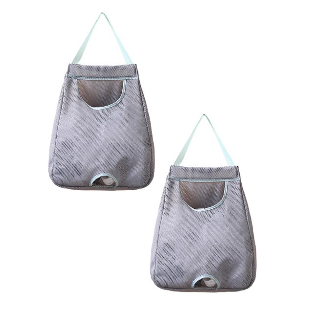 Oleegame 2PC Grocery Bag Rack Garbage Bag Rack Organizer Hanging Storage Dispenser Breathable Net Garbage Bag Organizer Plastic Bag Storage Kitchen Gray