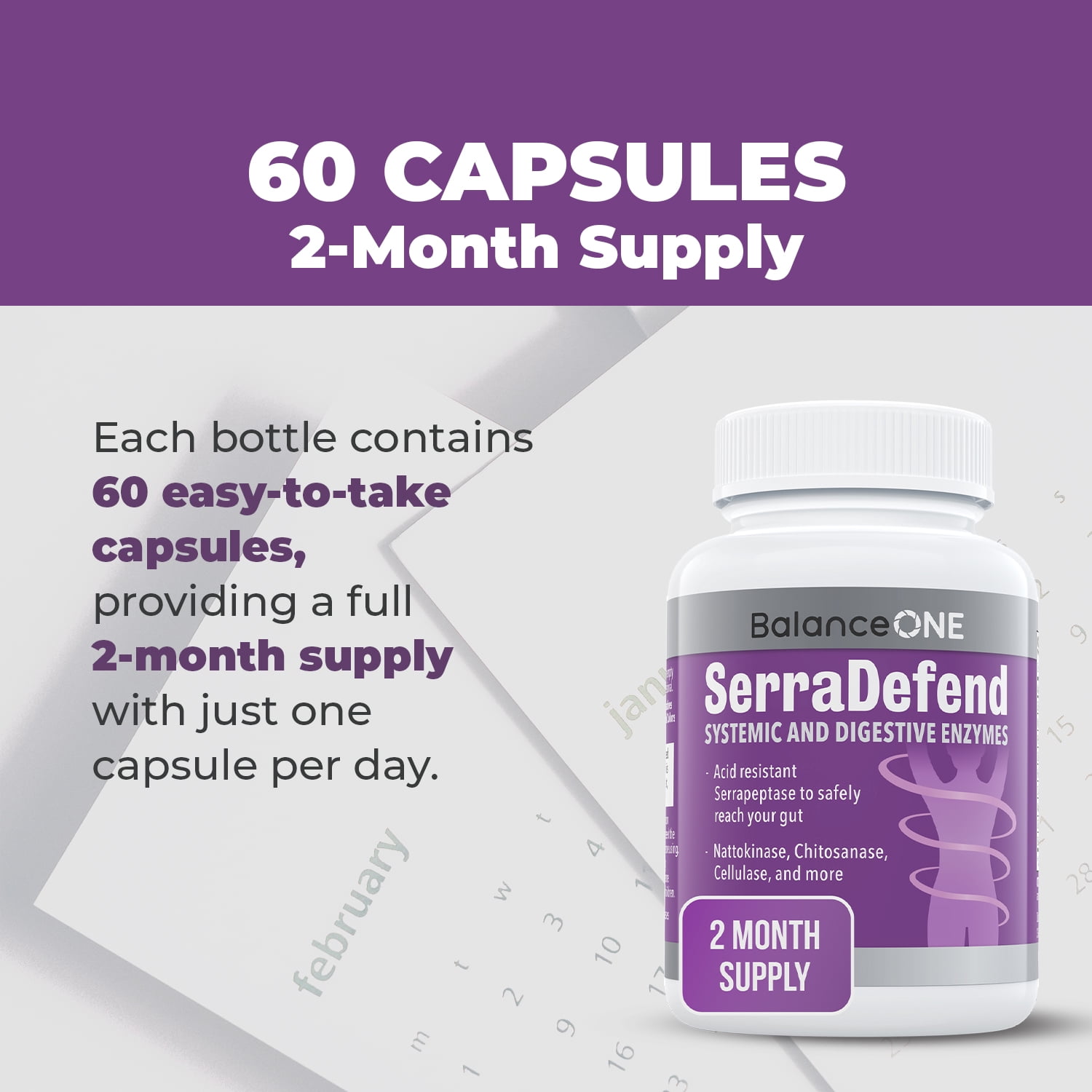 Balance ONE Biofilm Defense with Proteolytic & Digestive Enzymes - 2 Month Supply