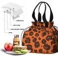 thumbnail image 4 of Orange and Brown Of Leopard Print Drawstring Lunch Bag Women - Drawstring Lunch Bag Insulated for Work Office - Stain-Resistant Large Lunchbags for Women with Multi-Pockets, 4 of 6