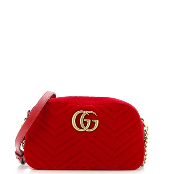 Pre-Owned GG Marmont Shoulder Bag Matelasse Velvet Small By Rebag