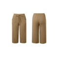 thumbnail image 3 of Women Wide Leg Pants Summer High Waisted Pants Drawstring Casual Trousers with Pockets Khaki XL, 3 of 7
