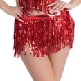 thumbnail image 5 of Efsteb Womens Skirt Sequined Tassel Skirt Female Belly Dance Dress Bandage Waist Skirt Fashion Comfy Summer Solid Color Casual Skirts (Red,Free Size), 5 of 7