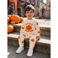 thumbnail image 4 of RUINIXCW Toddler Girl Boy Halloween Outfit Long Sleeve Crew Neck Letters Pumpkin Embroidery Sweatshirt and Jogger Pants Set, 4 of 9