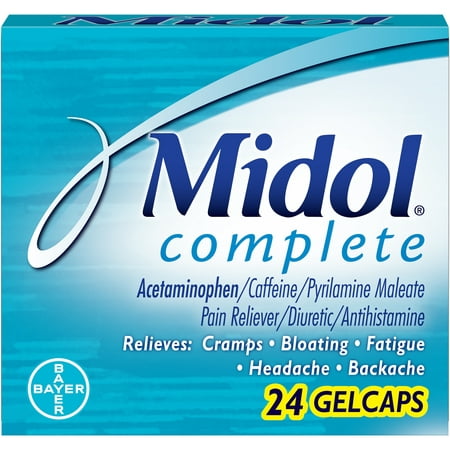 Midol Complete, Menstrual Period Symptoms Relief, Gelcaps, 24 (Best Period Pain Relief)