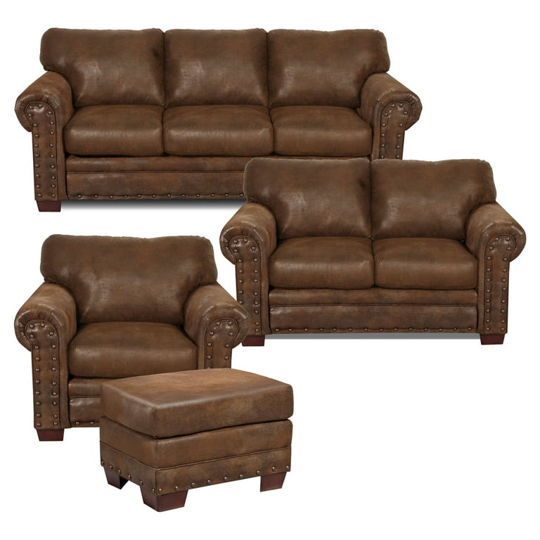 American Furniture Classics Buckskin 4-piece Microfiber Sofa Set in Brown 
