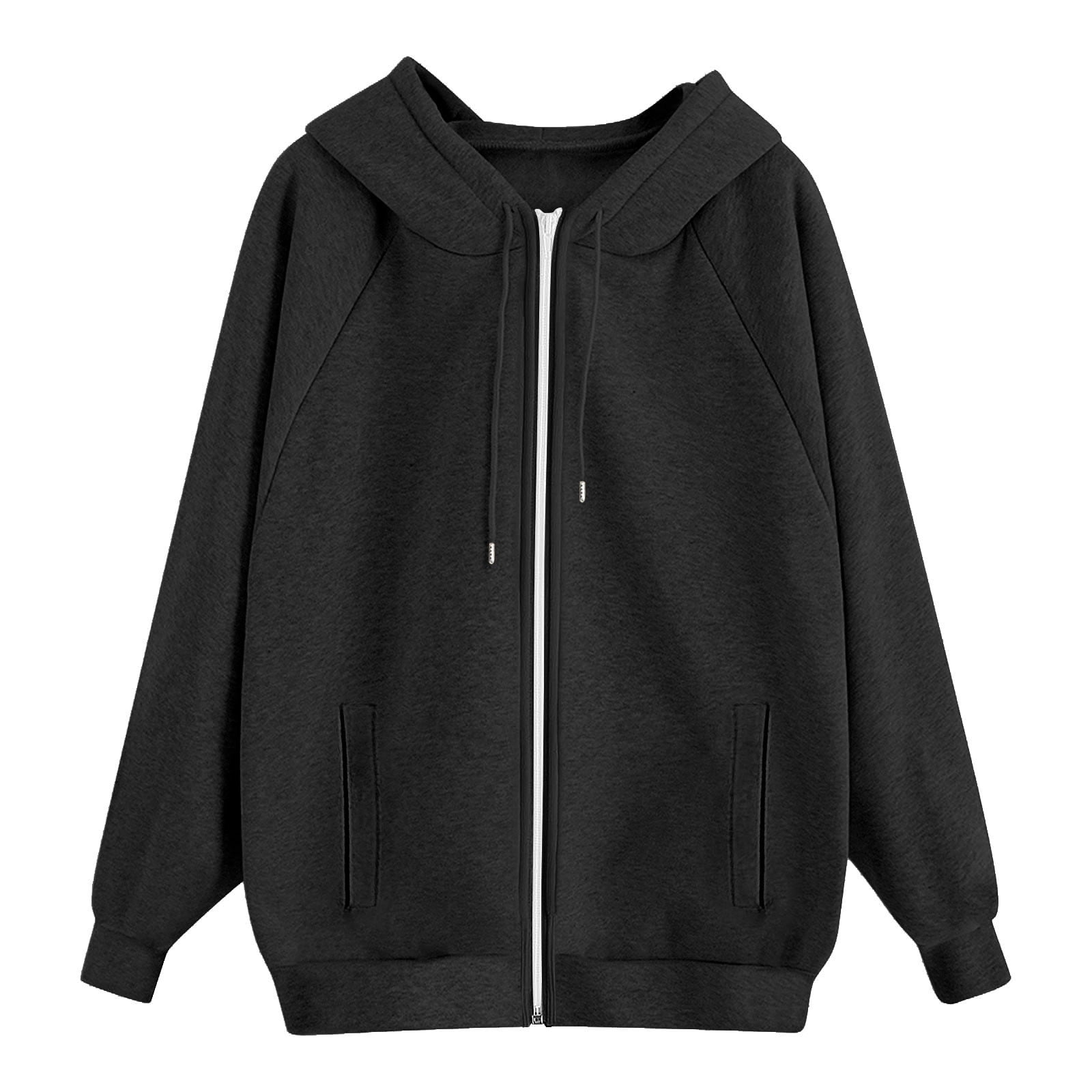 Abomasnow Womens Hoodies Plus Size Zipper Up Hooded Sweatshirts Lightweight Long Sleeve Solid Jacket Coat S-3XL
