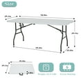 thumbnail image 3 of CL.HPAHKL 6 Foot Folding Table with Handle, Folding Plastic Tables Indoor Outdoor Portable Table with Collapsible Steel Legs Fold-in-Half Banquet Tables for Parties Wedding BBQ Camping, White, 3 of 8