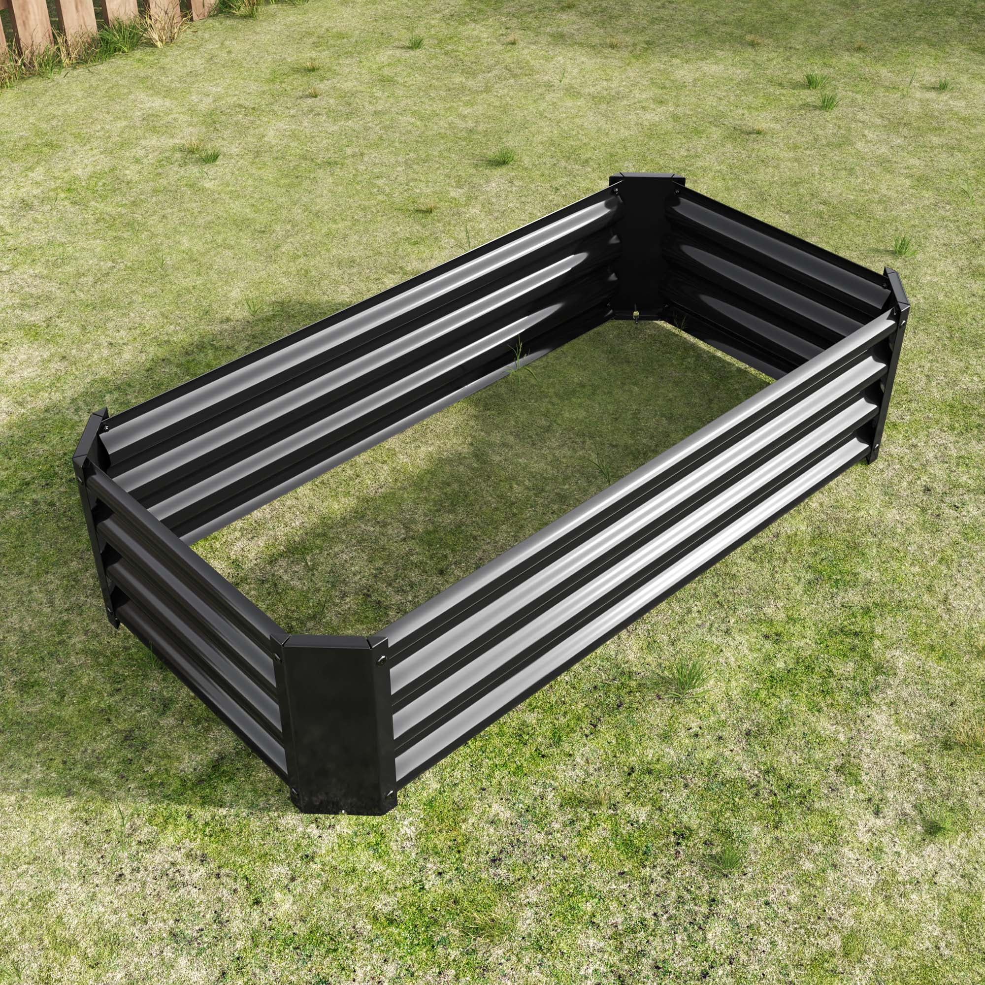 Aukfa Raised Garden Bed Kit - Garden Outdoor Planter Box for Vegetables - 4 ft x 2 ft - Black