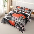 thumbnail image 3 of Homewish Japanese Cherry Blossom Quilt Full,Ukiyo e E Print Full Bedspread Sets,Black Red Pink,3pcs, 3 of 7