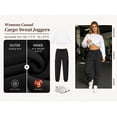 thumbnail image 4 of TEMOFON Sweatpants for Women Cargo Drawstring Joggers with Pockets Comfy Fall Pants Winter Clothes Fleece Lined Thermal Athletic Trousers Black L, 4 of 9