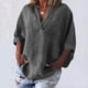 thumbnail image 2 of Vestidos Casuales Para Mujer, Blusas De Mujer De Moda Blusa informal de manga corta con solapa y cuello halter para mujer, color liso, con mangas 3/4, 2 of 5