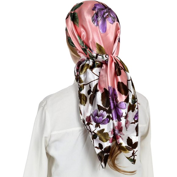 GFDYREE Head Scarf for Women Like Silk Scarf Hair Wrap for Sleeping Square Neck Scarf 35 x 35 inches