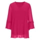 thumbnail image 5 of Ounisa Womens Ruffle 3/4 Sleeve V Neck Double Layers Mesh Blouses Loose Fit Flowy Tunic Tops, 5 of 5