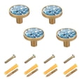 thumbnail image 2 of Seawater Colored Modern Pattern Cabinet Furniture Knobs Drawer Metal Pulls 1.26in Acrylic Zinc Alloy Dual Screw Set, 2 of 9