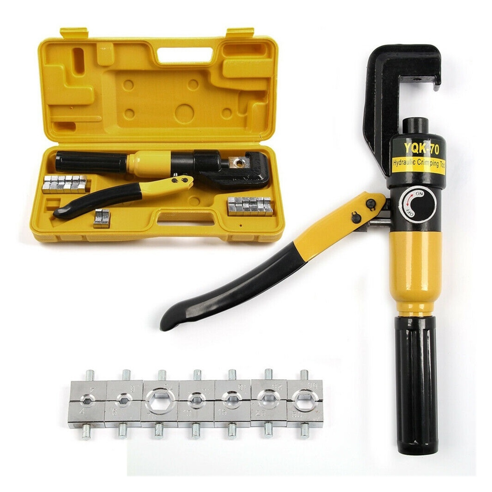 YQK-70 6T Hydraulic Crimping Tool Kit, W/ 8 Dies+Carry Case For Wire Lug Cable 4-70mm
--------
,Super Fast Cutting Speed