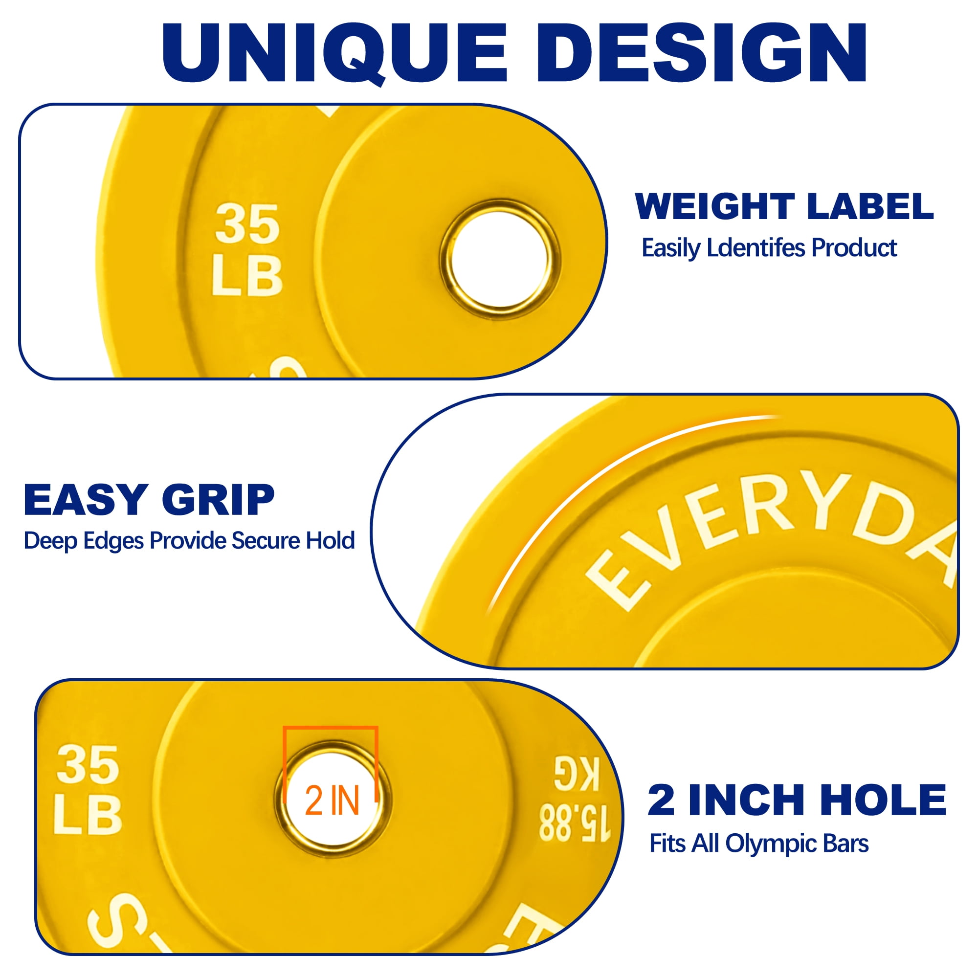 BalanceFrom 2" Olympic Bumper Plate Weight Plate Set with 7 ftBarbell