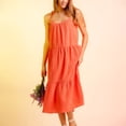 thumbnail image 4 of Gibobby Vestido de Verano para Mujer Vestido de primavera y verano para mujer Vestido de color sólido con empalme de color caramelo(Naranja,XL), 4 of 5