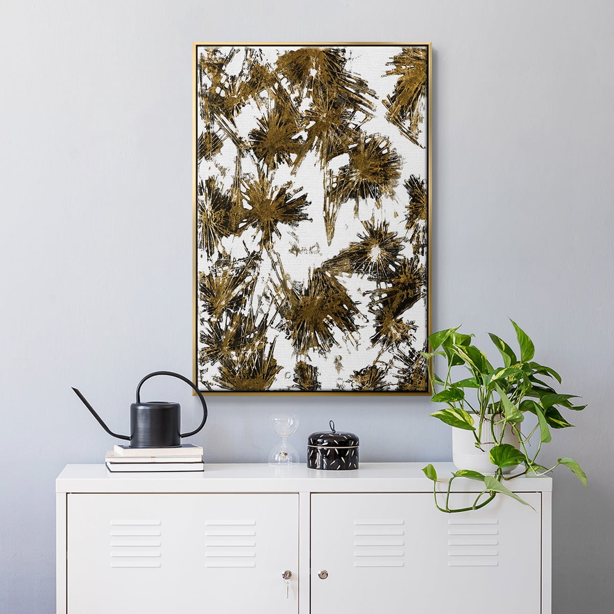 Fireworks Framed Premium Gallery Wrapped Canvas - Ready to Hang - 25 x 37 - Gold Floating Frame