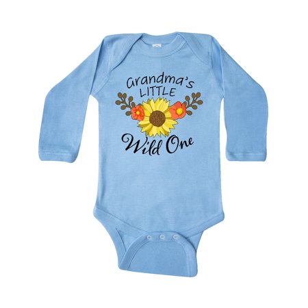 

Inktastic Grandma s Little Wild 1 with Beautiful Sunflower Gift Baby Boy or Baby Girl Long Sleeve Bodysuit