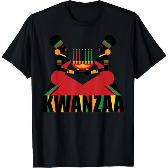 Happy Kwanzaa Holiday Gift T-ShirtMen and women, Black T-shirt, size: Extra large