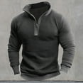 thumbnail image 2 of Zipper Hoodies Men Quarter Zip Hoodie Stand Collar Solid Lightweight Pullover Long Sleeve Mens Sweatshirts Crewneck Grey L, 2 of 4