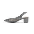 thumbnail image 3 of Lady Couture DONNA Rhinestone Satin Block Heel Slingback, Pewter, 5, 3 of 5
