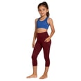 thumbnail image 4 of biudgviw Girls Capri Leggings with Pockets Casual High Waisted Athletic Yoga Pants Breathable Soft Dance Running Tights for Kids, 4 of 7