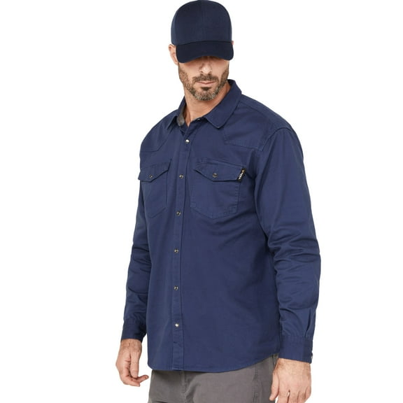 Hawx Work Gear Men's Twill Western Snap Work Shirt - HF18W4-DRK BLU Medium