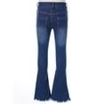thumbnail image 4 of vastwit Spring Autumn Kids Girls Flare Jeans Pants Burr Bell Bottom Denim Trousers Casual Clothes Dark Blue 8, 4 of 7