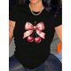 thumbnail image 1 of Women's Valentine's Day Cherry Bow Graphic Print T-Shirt Casual Cotton Shirt Soft Breathable Crew Neck For Everyday Wear, 1 of 5
