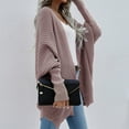 thumbnail image 4 of Knit Outwear Oversized Batwing Sleeve Slit Hem Pure Color Warm Women Front Open Sweater for Fall Winter Spring Purple M, 4 of 7