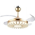 thumbnail image 5 of Anqidi 42" Modern 4 Retractable Blades Ceiling Fan Light 3-Color 3-Speed Chandelier Ceiling Fan w/Remote (Gold), 5 of 10