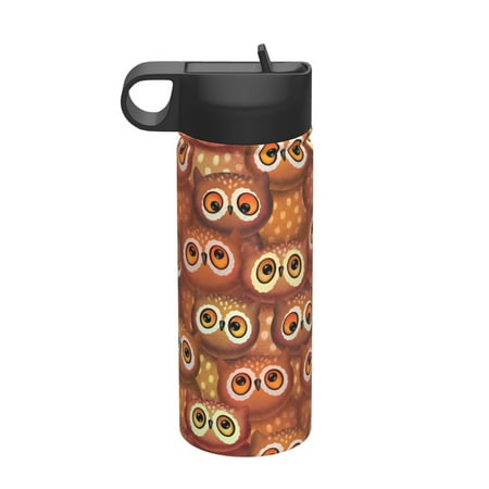 

Uemuo Brown Owl Print 18oz Sports Insulated Kettle Water Bottle Outdoor Sports Bottle Insulated Hydration Bottle with Handle & Flip Straw