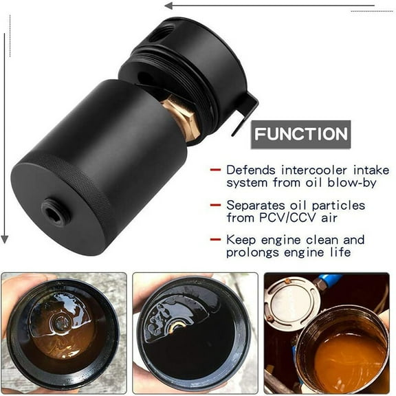 YIUIY 3-port Universal Billet Aluminum Baffled Oil Catch Can Tank Oil Separator Mini