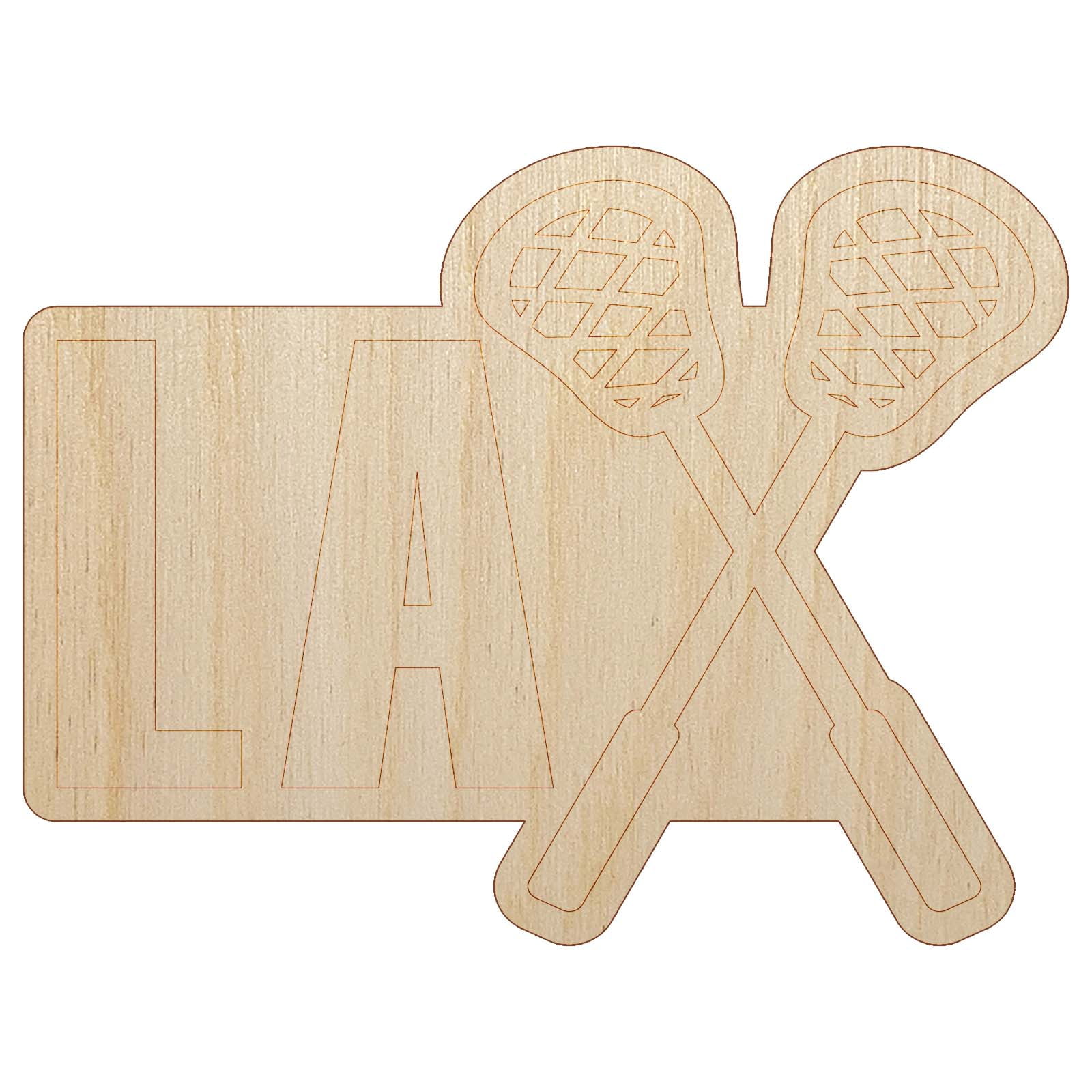 LAX Lacrosse Crossed Sticks Wood Shape Unfinished Piece Cutout Craft