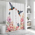 thumbnail image 6 of Pink Flower Shower Curtain, Waterproof Shower Curtains for Bathroom, Spring Floral Butterflies Birds Farmhouse Washable Fabric Bathtub Curtain Set Bath Decor with 12 Hooks Standard 72"x72", 6 of 8