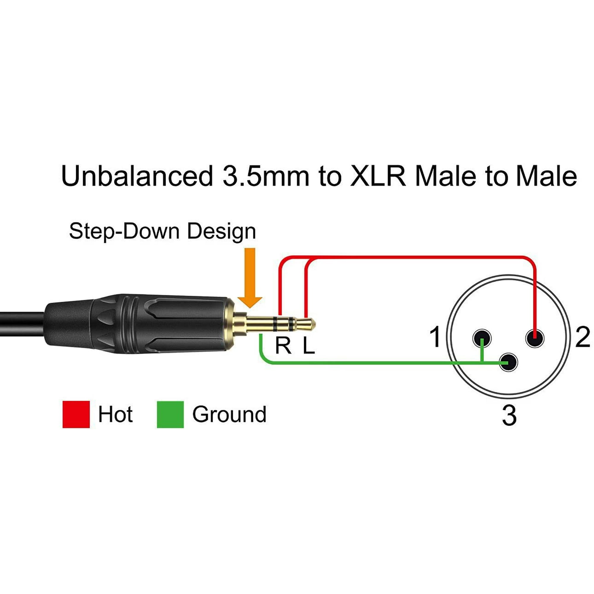 TNP Unbalanced 3.5mm (1/8 Inch) TRS to XLR Male to Male Cable (15FT) Headphone  Audio Jack Plug Converter Wire Cord | Walmart Canada