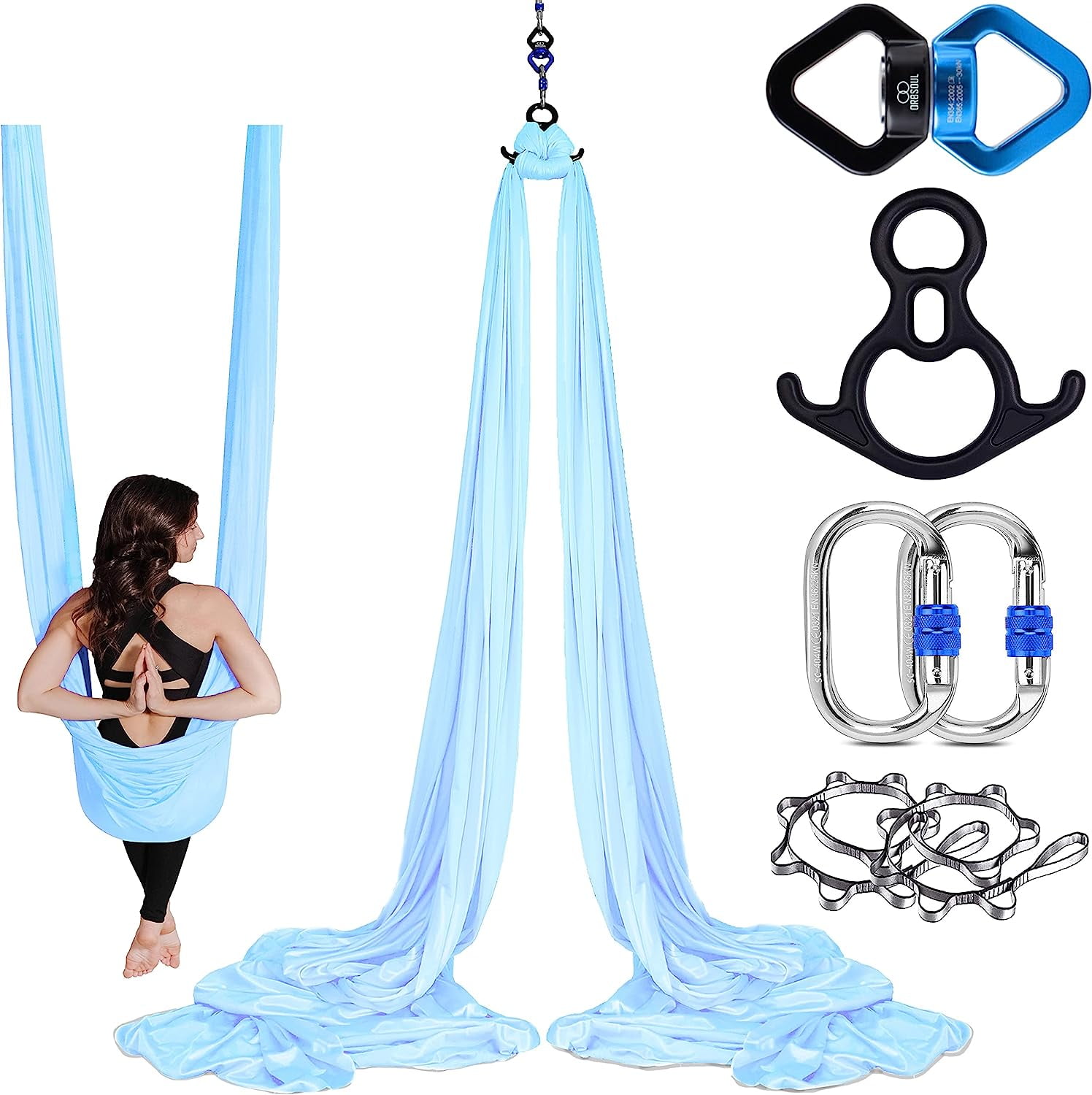 Orbsoul Aerial Silks + Yoga Hammock (Professional Grade) Includes