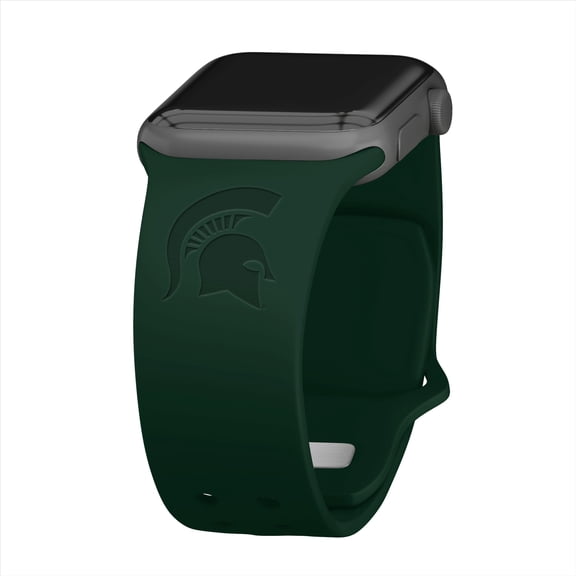Michigan State Engraved Silicone Unisex Watch Band for Apple Watch - 42/44/45/49mm(46mm Series 10/11) Green by Affinity Bands