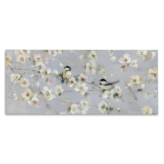 Stupell Industries Traditional Delicate Little Birds Between Cherry Blossom Branches Canvas Art, 24 x 10, by Sally Swatland