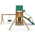 Gorilla Playsets Frontier Wooden Swing Set with Green Vinyl Canopy