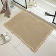 thumbnail image 1 of Waffle Bath Runner, Upgraded Waffle Runner Rug, Non Slip Washable Drying Boho Bathroom Bath Mat with Tassels for Hallway Shower Entry Farmhouse Home Decor, Double-Sided Use (Beige, 24*36in), 1 of 8